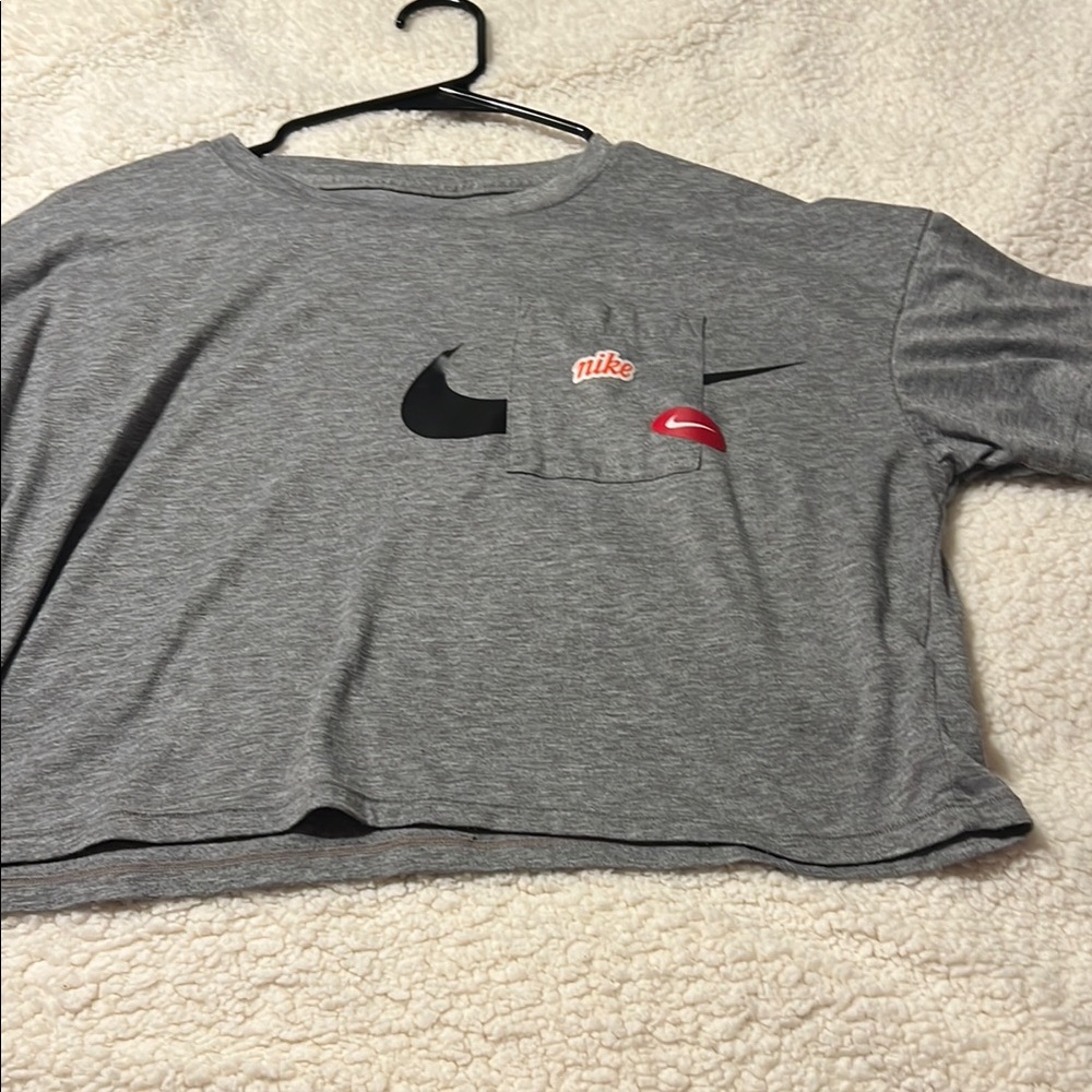 Nike Heather Gray Cropped Tee with Logo